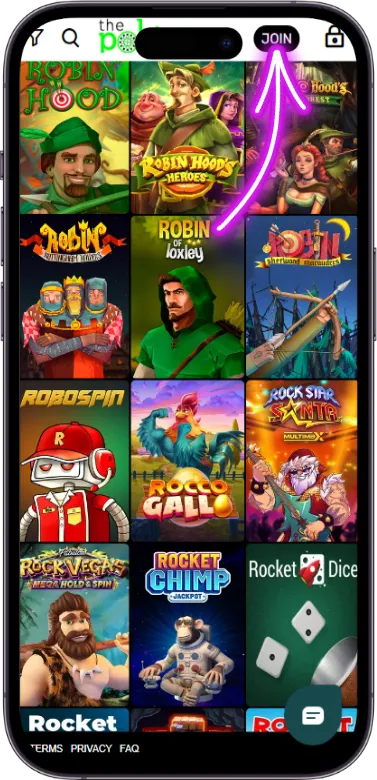 thepokies join button