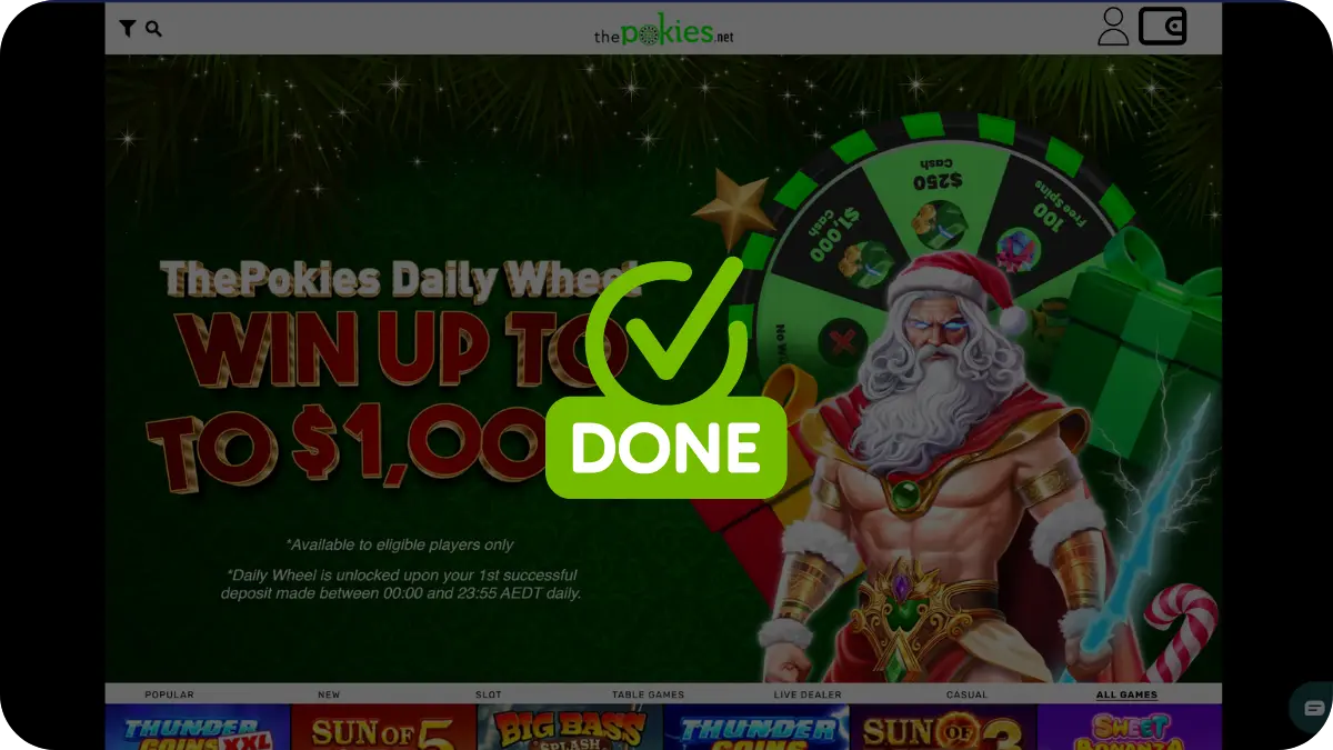 ready you have created an account and can play games the-pokies casino login