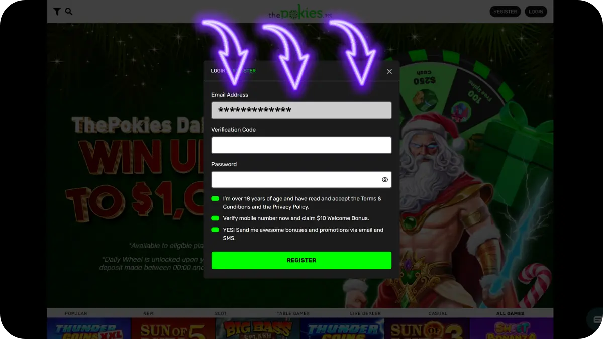 enter the verification code to continue logging in to thepokies casino login