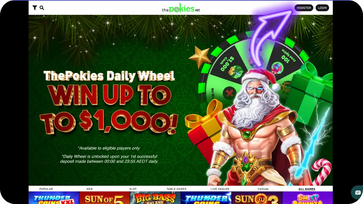 click the button to register on the Pokies casino login site